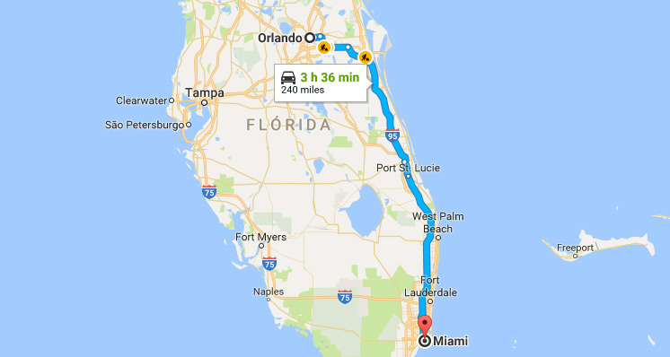 De carro de Orlando a Miami